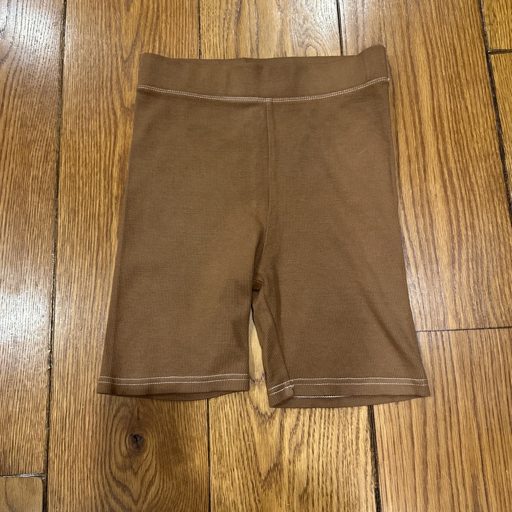 TALENTLESS Women's Tan Ribbed 6inch Bike Shorts